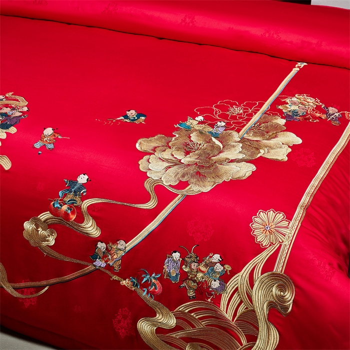 91家纺网 家纺一手货源 找家纺 宏羽纺家纺 2024新款高支高密纯棉提花婚庆套件系列（控价680）百世姻缘