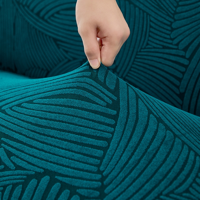 91家纺网 家纺一手货源 找家纺 共鸣沙发套 2024新款臻品提花系列沙发套(裙摆款) 枫纹-杉绿