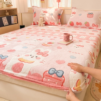 91家纺网 家纺一手货源 找家纺 （总）川悦生活 2024新款高克重雪花绒加厚保暖床笠