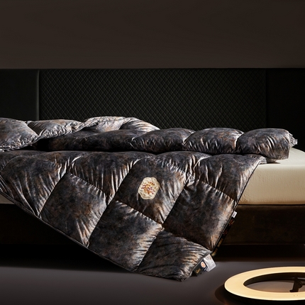 新款蒙田里斯（拒水）数码印花鹅绒被被子被芯 蒙田里斯蓝灰