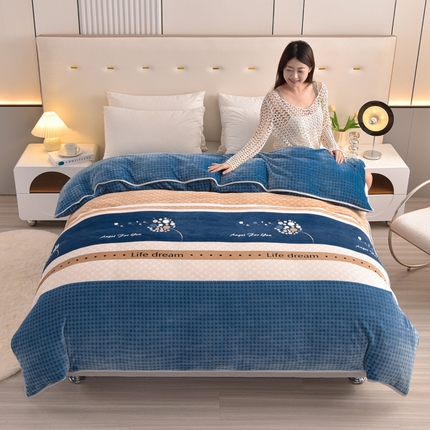 91家纺网 家纺一手货源 找家纺 （总）静缘分 2025新款230克特厚牛奶绒金貂绒床裙款保暖单品被套 