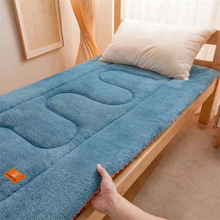 91家纺网 家纺一手货源 找家纺 2024新款加厚保暖北极绒加厚床褥床垫（背面豆豆绒）-学生床 北极绒床褥-宾利蓝