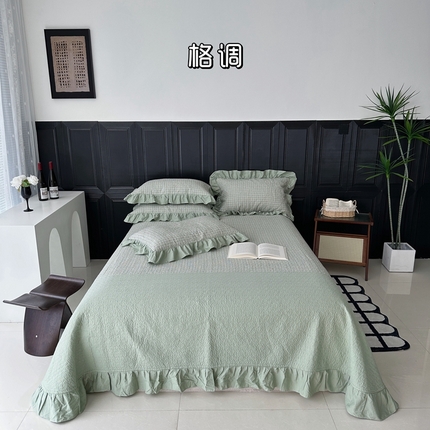 佰织鑫家居 2024新款全棉拼接款棉花砂洗床盖三件套 格调