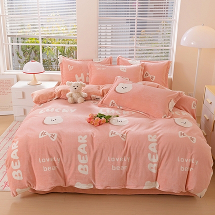 91家纺网 家纺一手货源 找家纺 （总）富馨莱 2024新款印花230克牛奶绒全消光四件套