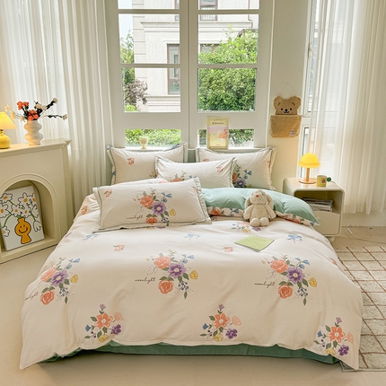 91家纺网 家纺一手货源 找家纺 （总）韩后家纺 2025新款全棉AB版磨毛印花四件套