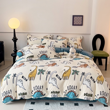 91家纺网 家纺一手货源 找家纺 （总）富馨莱 2024新款印花230克牛奶绒全消光四件套