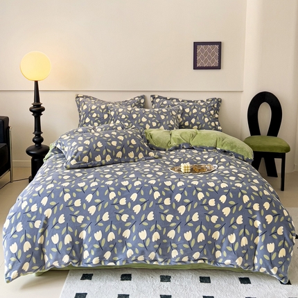 91家纺网 家纺一手货源 找家纺 （总）富馨莱 2024新款印花230克牛奶绒全消光四件套