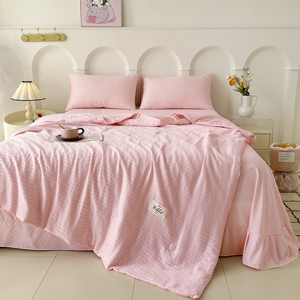 91家纺网 家纺一手货源 找家纺 （总）81号家纺 2024新款亲肤纯色泡泡纱夏被四件套