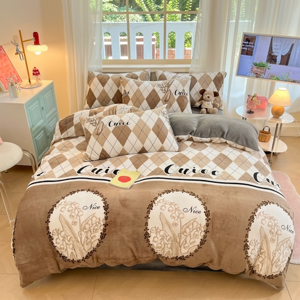 91家纺网 家纺一手货源 找家纺 （总）席佬大 2025新款冬季亲肤透气牛奶绒印花四件套 可提供买家秀