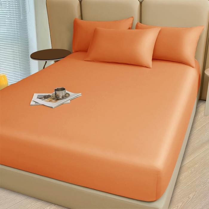 91家纺网 家纺一手货源 找家纺 优尚家纺 2025新款全棉纯棉磨毛床笠系列 洋甘桔