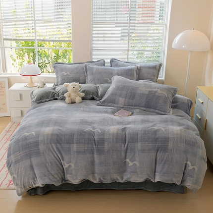 91家纺网 家纺一手货源 找家纺 （总）富馨莱 2024新款印花230克牛奶绒全消光四件套