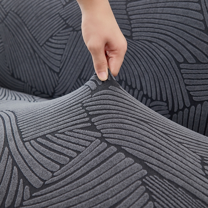 91家纺网 家纺一手货源 找家纺 共鸣沙发套 2024新款臻品提花系列沙发套(裙摆款) 枫纹-深灰