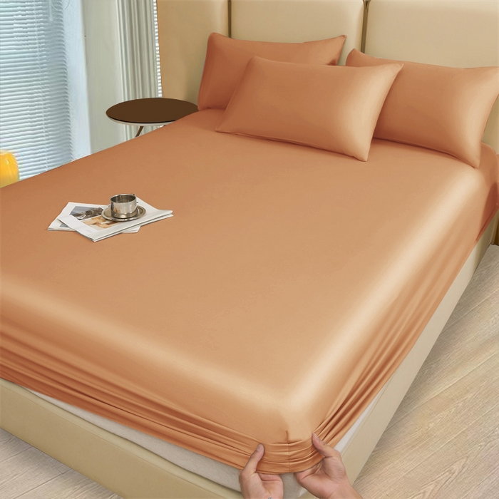 91家纺网 家纺一手货源 找家纺 优尚家纺 2025新款全棉纯棉磨毛床笠系列 浅豆沙