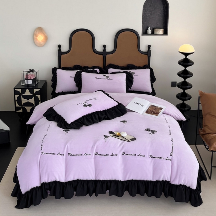 91家纺网 家纺一手货源 找家纺 凯美家居 2024新款法式牛奶绒刺绣四件套-欧雅 欧雅-浅紫