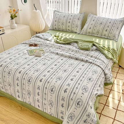 91家纺网 家纺一手货源 找家纺 （总）81号家纺 2024新款1泡泡纱印花夏被四件套