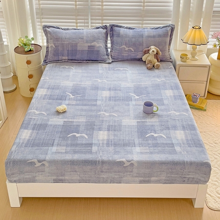 91家纺网 家纺一手货源 找家纺 （总）富馨莱 2024新款印花230克牛奶绒全消光床笠