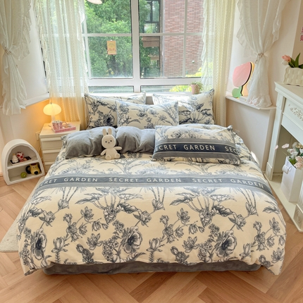 91家纺网 家纺一手货源 找家纺 （总）席佬大 2025新款冬季亲肤透气牛奶绒印花四件套 可提供买家秀