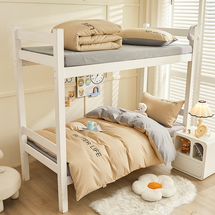 91家纺网 家纺一手货源 找家纺 七仙女家纺 2025新款全棉生态磨毛-前程似锦系列-学生三件套 法式风