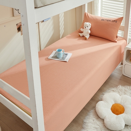 91家纺网 家纺一手货源 找家纺 七仙女家纺 2025新款全棉生态磨毛-前程似锦系列-床单两件套 蜜瓜橙