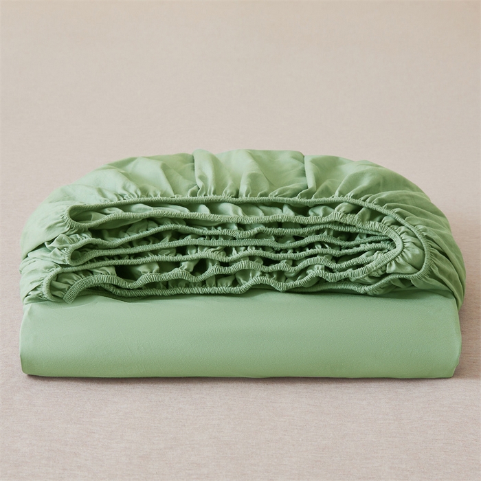 91家纺网 家纺一手货源 找家纺 优尚家纺 2025新款全棉纯棉磨毛床笠系列 清新绿