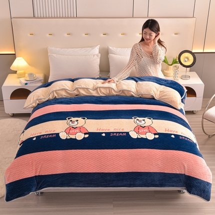 91家纺网 家纺一手货源 找家纺 （总）静缘分 2025新款230克特厚牛奶绒金貂绒床裙款保暖单品被套 