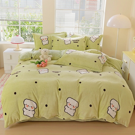 （总）富馨莱 2024新款印花230克牛奶绒全消光四件套