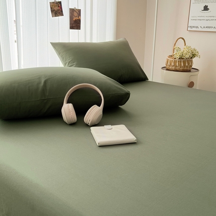 卡普二店  2024新款A类纯棉水洗棉单枕套墨绿