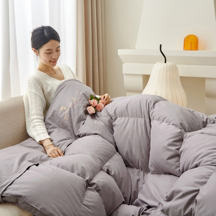 新款糯感暖芯鹅绒被被子被芯（被头脱卸款） 暖芯鹅绒被糯感（被头脱卸款）灰色