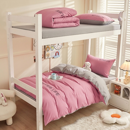 91家纺网 家纺一手货源 找家纺 七仙女家纺 2025新款全棉生态磨毛-前程似锦系列-学生三件套 西梅红