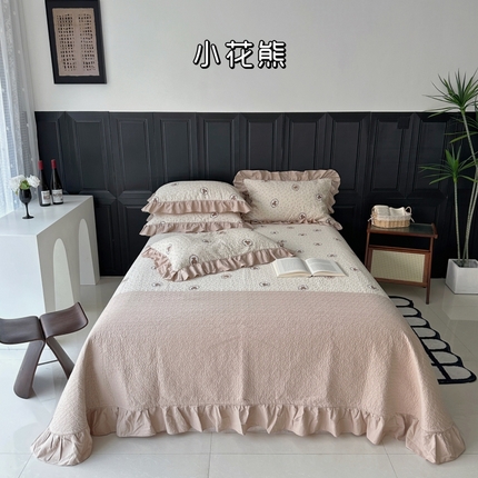 91家纺网 家纺一手货源 找家纺 （总）佰织鑫家居 2024新款全棉拼接款棉花砂洗床盖三件套