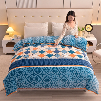 91家纺网 家纺一手货源 找家纺 （总）静缘分 2025新款230克特厚牛奶绒金貂绒床裙款保暖单品被套 