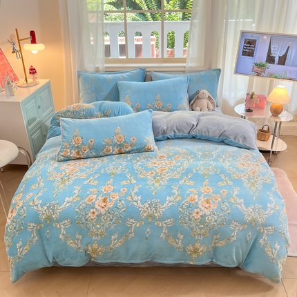 91家纺网 家纺一手货源 找家纺 （总）席佬大 2025新款冬季亲肤透气牛奶绒印花四件套 可提供买家秀