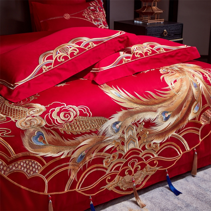 91家纺网 家纺一手货源 找家纺 宏羽纺家纺 2024新款13372纯棉婚庆套件系列今生约定 