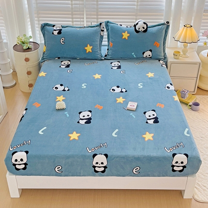 91家纺网 家纺一手货源 找家纺 （总）富馨莱 2024新款印花230克牛奶绒全消光床笠