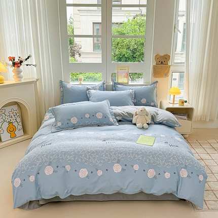 91家纺网 家纺一手货源 找家纺 （总）韩后家纺 2025新款全棉AB版磨毛印花四件套