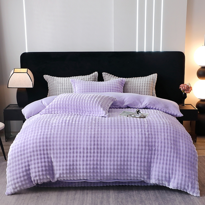 91家纺网 家纺一手货源 找家纺 席之家 2024新款加厚兔毛牛奶绒四件套 香芋紫