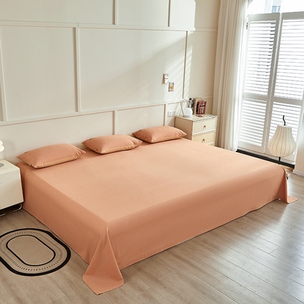 91家纺网 家纺一手货源 找家纺 七仙女家纺 2025新款全棉生态磨毛-前程似锦系列-大炕单 蜜瓜橙