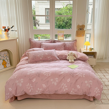 91家纺网 家纺一手货源 找家纺 （总）韩后家纺 2025新款全棉AB版磨毛印花四件套