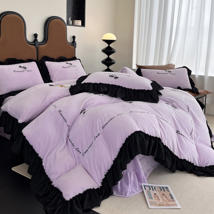 91家纺网 家纺一手货源 找家纺 凯美家居 2024新款法式牛奶绒刺绣四件套-欧雅 欧雅-浅紫