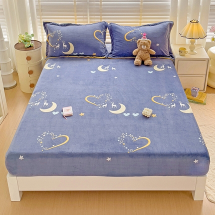 91家纺网 家纺一手货源 找家纺 （总）富馨莱 2024新款印花230克牛奶绒全消光床笠