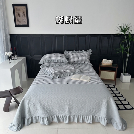 91家纺网 家纺一手货源 找家纺 （总）佰织鑫家居 2024新款全棉拼接款棉花砂洗床盖三件套