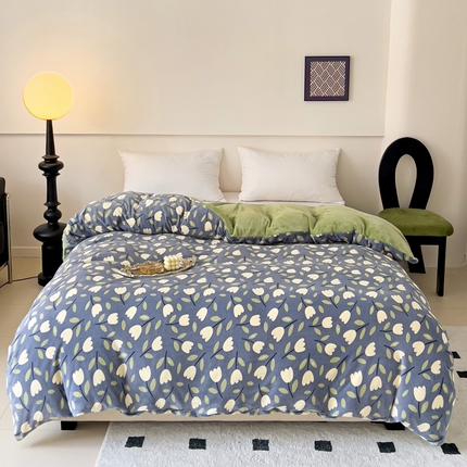 91家纺网 家纺一手货源 找家纺 （总）富馨莱 2024新款牛奶绒230克印花全消光被套