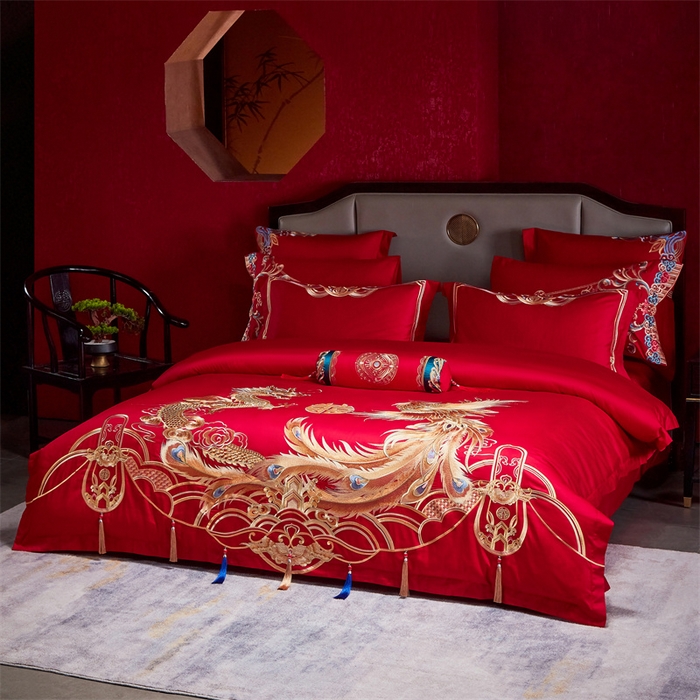 91家纺网 家纺一手货源 找家纺 宏羽纺家纺 2024新款13372纯棉婚庆套件系列今生约定 