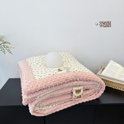 91家纺网 家纺一手货源 找家纺 （总）佰织鑫家居 2024秋冬新品双层绉皱纱双人豆豆被