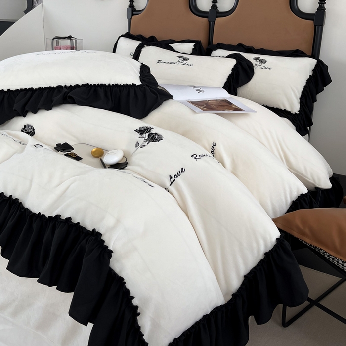 91家纺网 家纺一手货源 找家纺 （总）凯美家居 2024新款法式牛奶绒刺绣四件套-欧雅