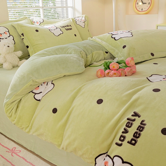 91家纺网 家纺一手货源 找家纺 （总）富馨莱 2024新款印花230克牛奶绒全消光四件套