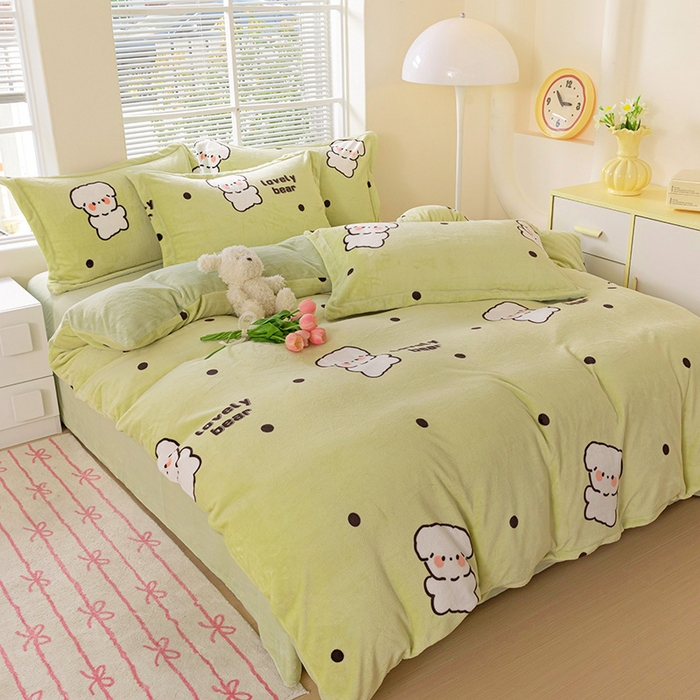 91家纺网 家纺一手货源 找家纺 （总）富馨莱 2024新款印花230克牛奶绒全消光四件套