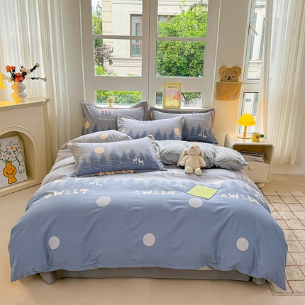 91家纺网 家纺一手货源 找家纺 （总）韩后家纺 2025新款全棉AB版磨毛印花四件套