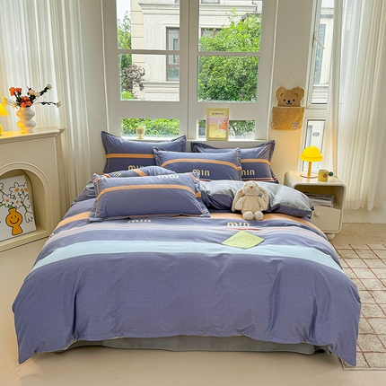 91家纺网 家纺一手货源 找家纺 （总）韩后家纺 2025新款全棉AB版磨毛印花四件套