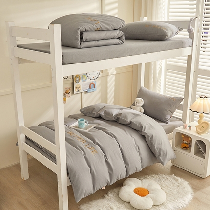 91家纺网 家纺一手货源 找家纺 七仙女家纺 2025新款全棉生态磨毛-前程似锦系列-学生三件套 高级灰